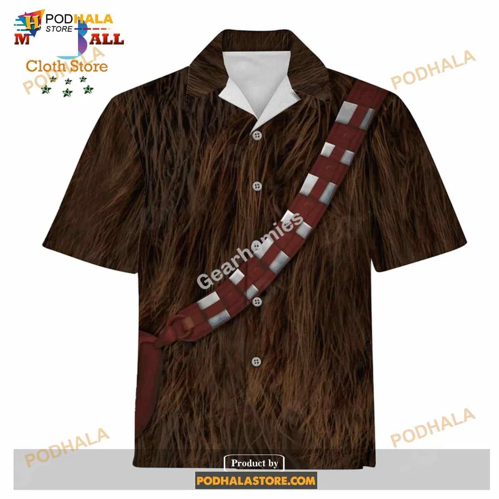 Funny Wookiee Hawaiian Shirt With Fur Texture And Bandolier Design