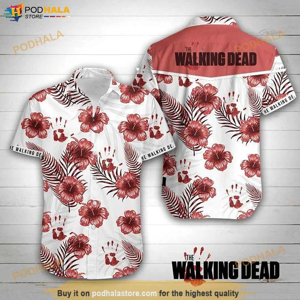 Funny Zombie Fan Hawaiian Shirt, Vibrant Tropical Design With Hibiscus And Palm Leaves