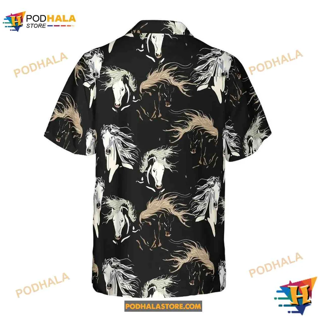 Galloping Horse Tropical Shirt Featuring Dynamic Equestrian Design Galloping Horse Tropical Shirt Featuring Dynamic Equestrian Design