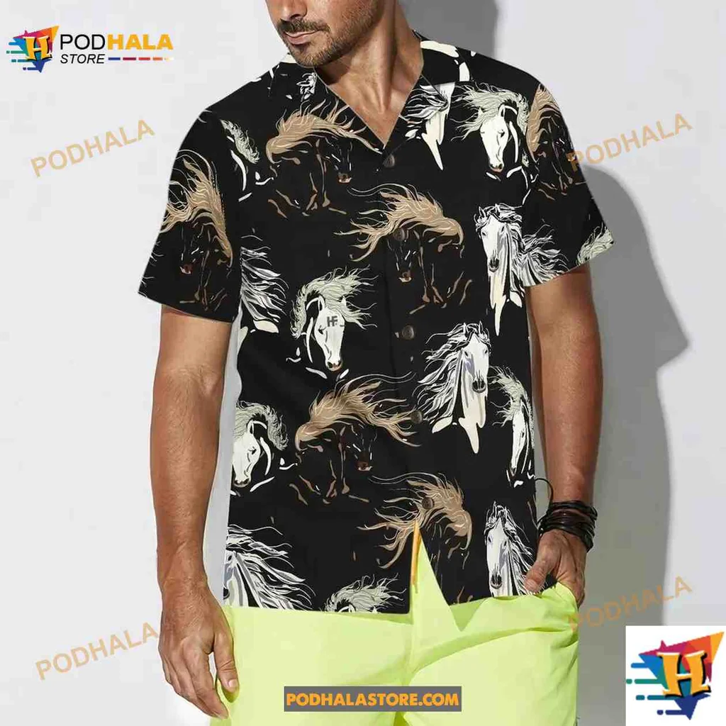 Galloping Horse Short-sleeve button-up shirt Featuring Dynamic Equestrian Design Galloping Horse Short-sleeve button-up shirt Featuring Dynamic Equestrian Design