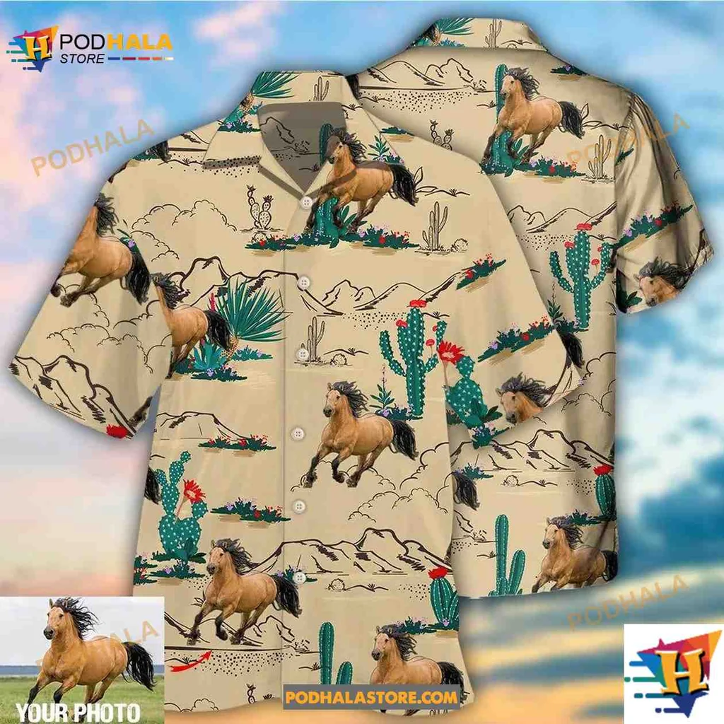 Galloping Horses Desert Aloha Shirt, Equestrian Adventure Apparel Galloping Horses Desert Aloha Shirt, Equestrian Adventure Apparel