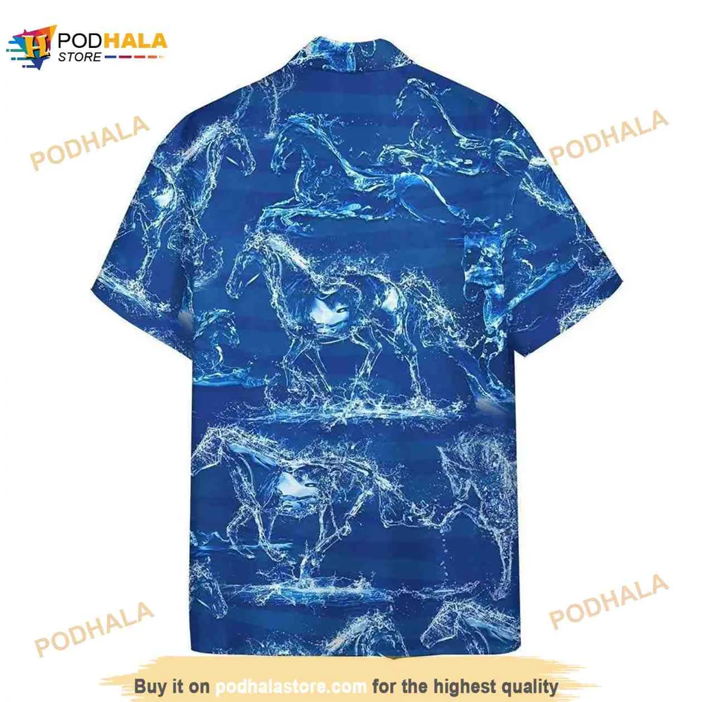 Galloping Horses Water Hawaiian Shirt, Perfect For Horse Lovers