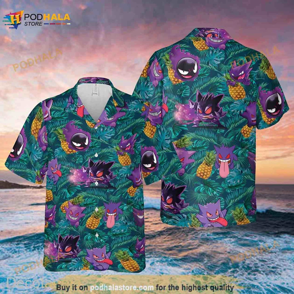 Gengar Tropical Aloha Shirt With Playful Design And Hawaiian Vibes