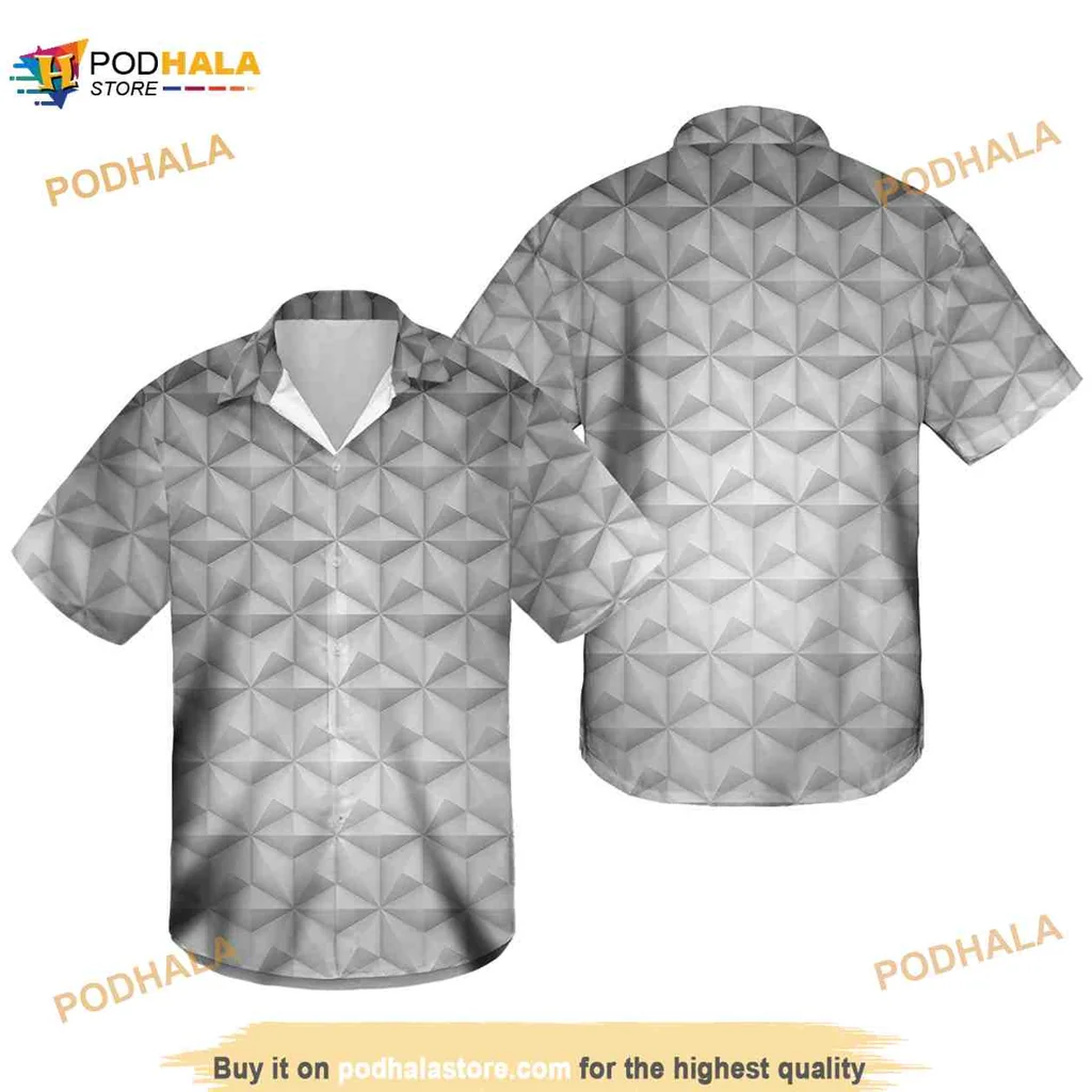 Geometric Pattern Hawaiian Shirt With Modern Gray Gradient Design