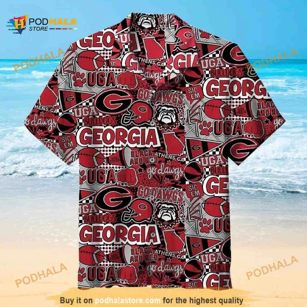 Georgia Bulldogs Aloha Shirt Featuring Football Graphics And Go Dawgs Cheer