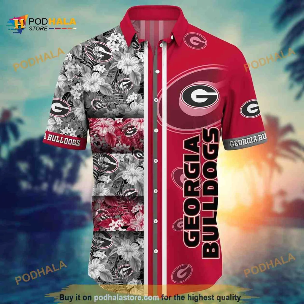 Georgia Bulldogs Aloha Shirt, Vibrant Floral Design For Fans