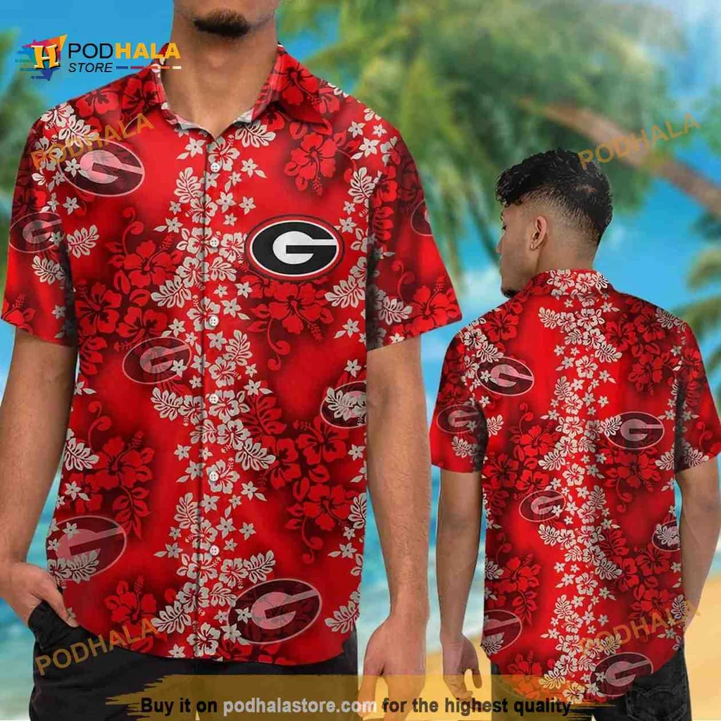 Georgia Bulldogs Aloha Shirt With Floral Design For Game Day And Beach
