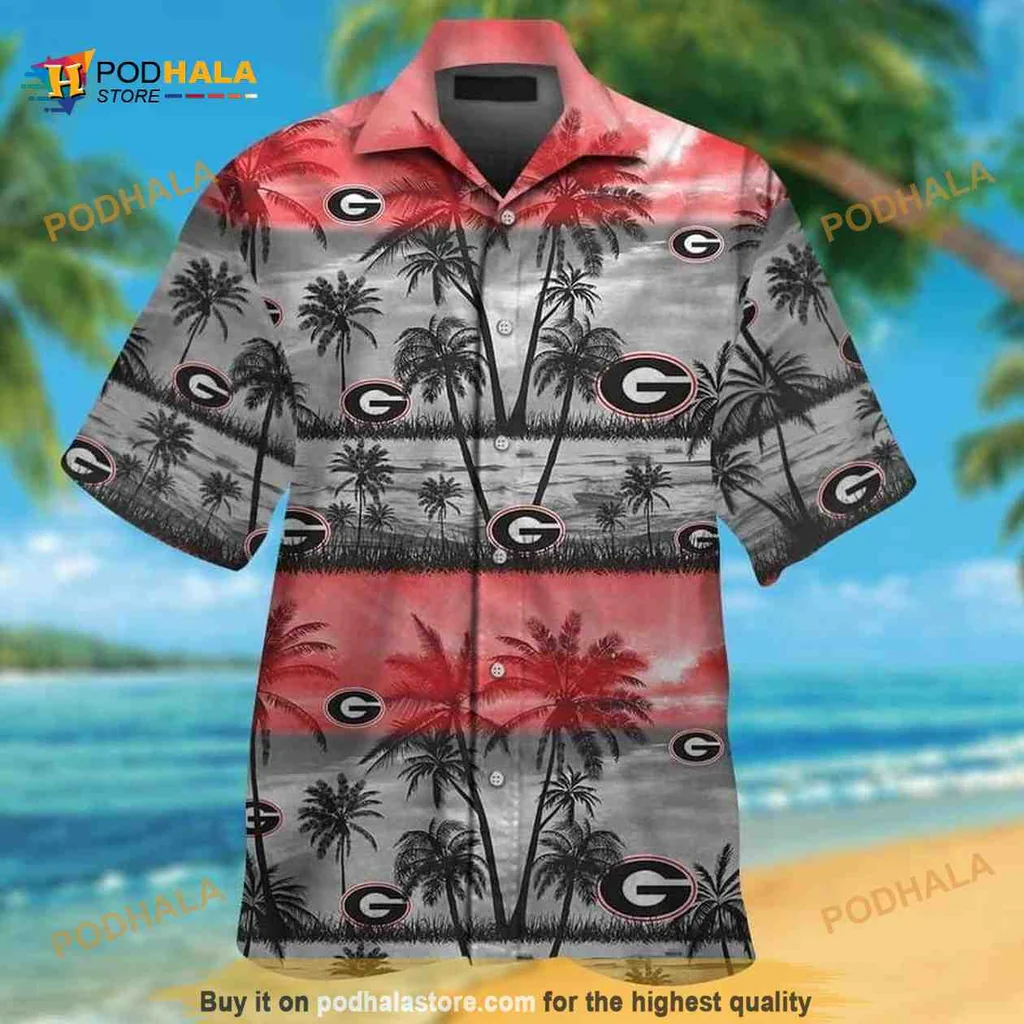 Georgia Bulldogs Aloha Shirt With Palm Trees And G Logo