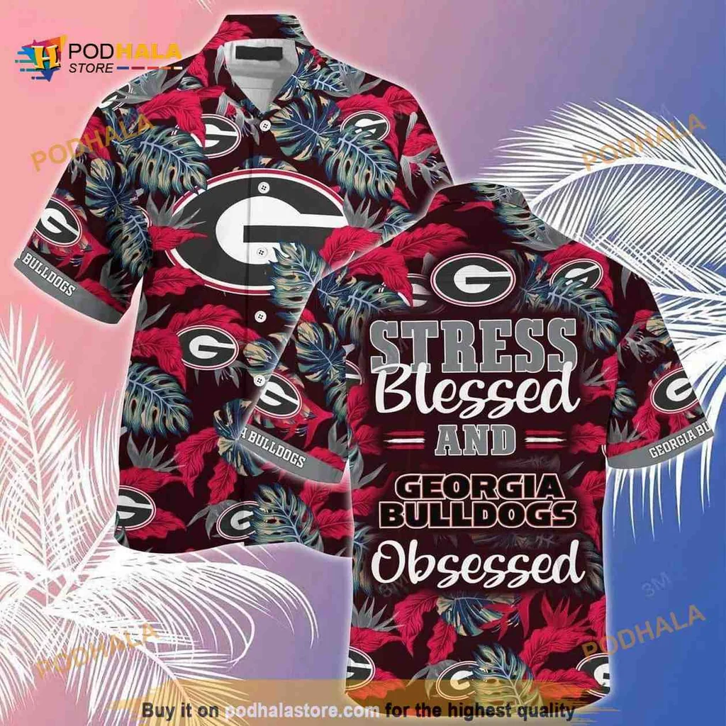 Georgia Bulldogs Funny Hawaiian Shirt, Stress Blessed Design