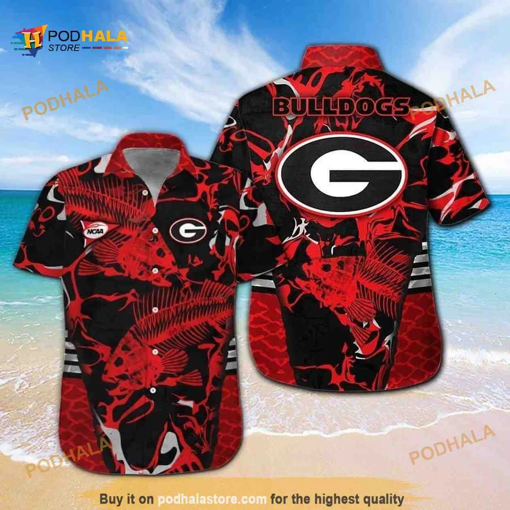 Georgia Bulldogs Hawaiian Shirt With Bold Logo For Beach Lovers