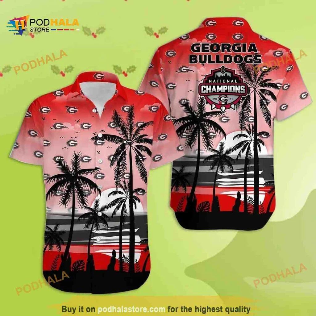 Georgia Bulldogs National Champions Aloha Shirt With Tropical Design