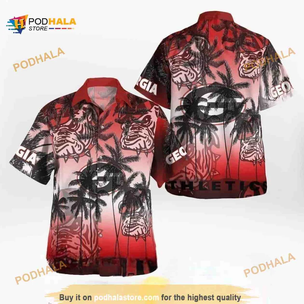 Georgia Bulldogs Palm Tree Hawaiian Shirt, Tropical Aloha Design