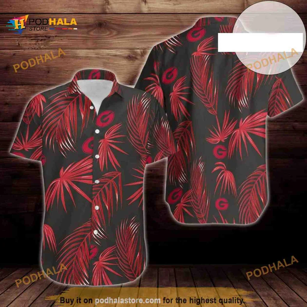 Georgia Bulldogs Tropical Aloha Shirt With Bold Palm Leaves Design