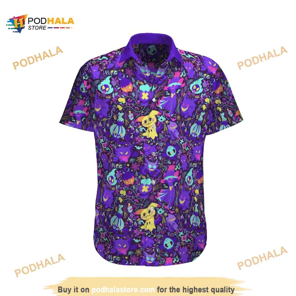 Ghost Pokemon Aloha Shirt With Colorful Cartoon Design