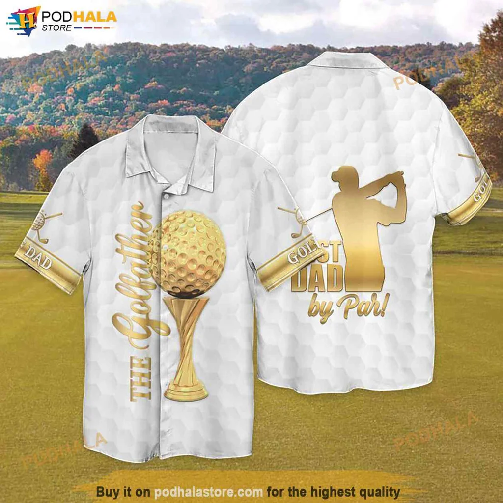 Gold Golf Tropical Shirt, The Golffather Gold Shirt For Golf Lovers