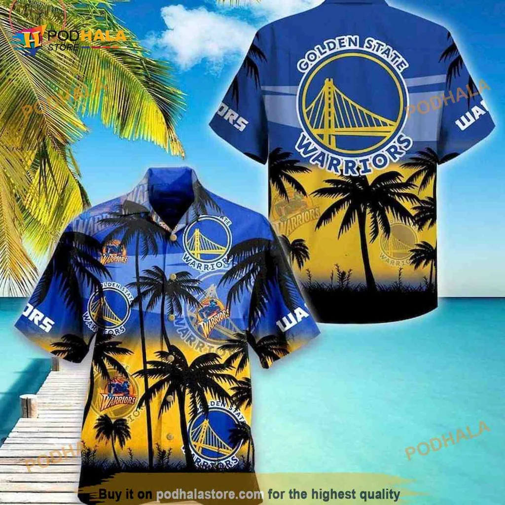 Golden State Warriors Beach Shirt With Golden Gate Bridge Design