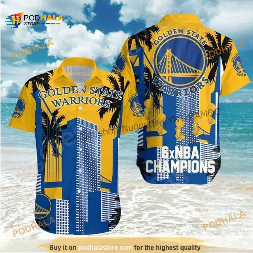 Golden State Warriors Hawaiian Shirt With 6 Nba Champions Design