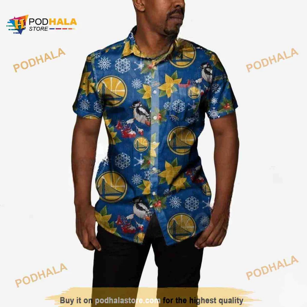 Golden State Warriors Holiday Aloha Shirt With Festive Design