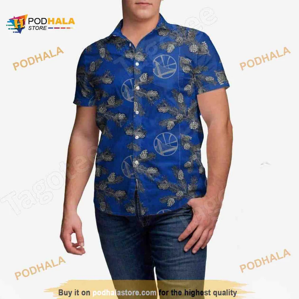 Golden State Warriors Pinecone Design Shirt With Tropical Vibes