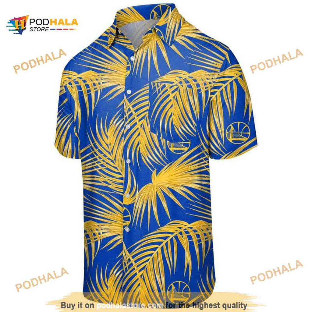 Golden State Warriors Tropical Shirt With Bold Palm Leaves Design