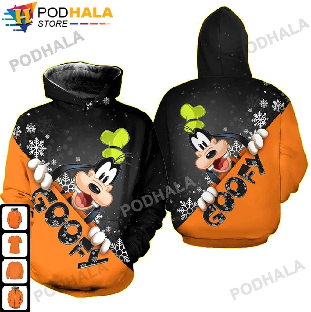 Goofy Dog Christmas Hoodie With Festive Snowflakes And Playful Design