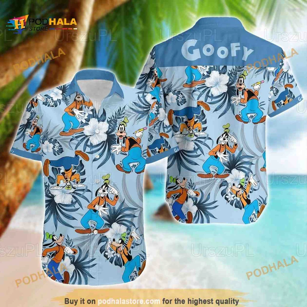 Goofy Hibiscus Hawaiian Shirt With Tropical Print And Playful Goofy Design