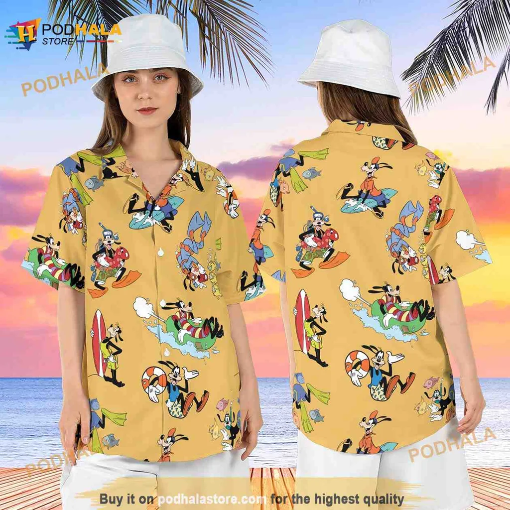Goofy Surfing Aloha Shirt With Tropical Design For Beach Lovers