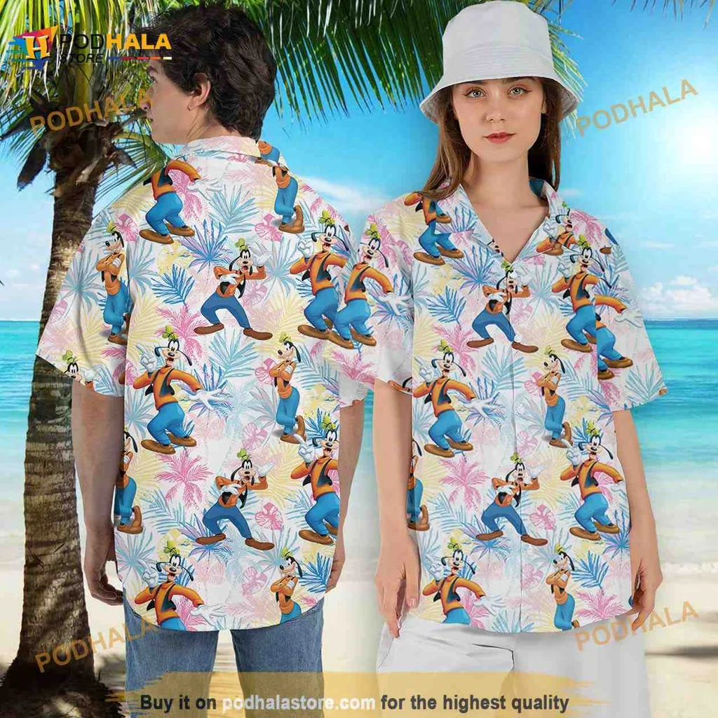 Goofy Tropical Aloha Shirt With Vibrant Hawaiian Print And Fun Design