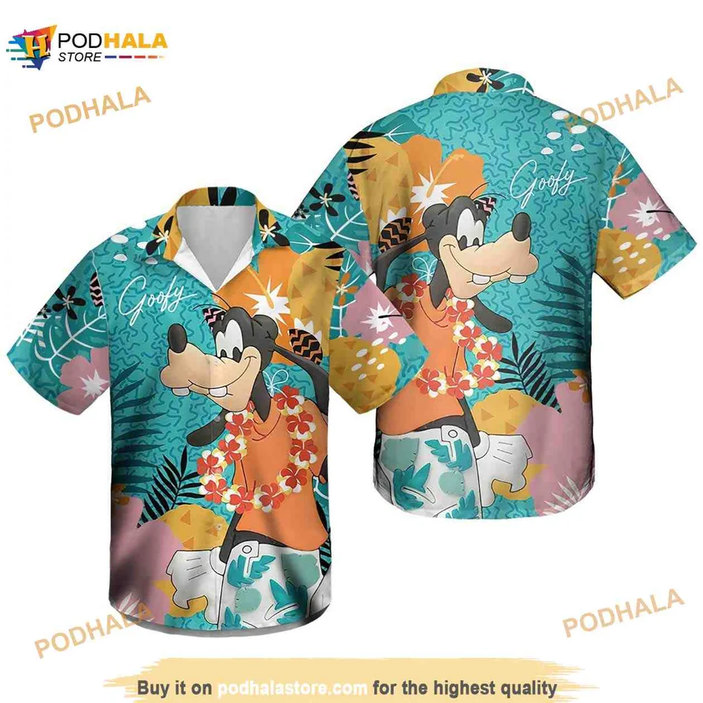 Goofy Tropical Hawaiian Shirt Featuring Vibrant Floral Design