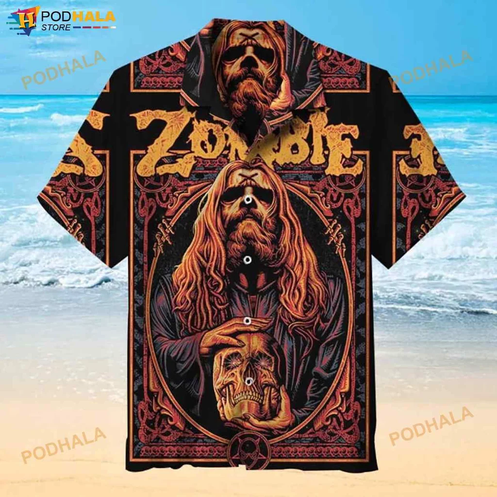 Gothic Rock Star Hawaiian Shirt With Skull And Ornate Patterns