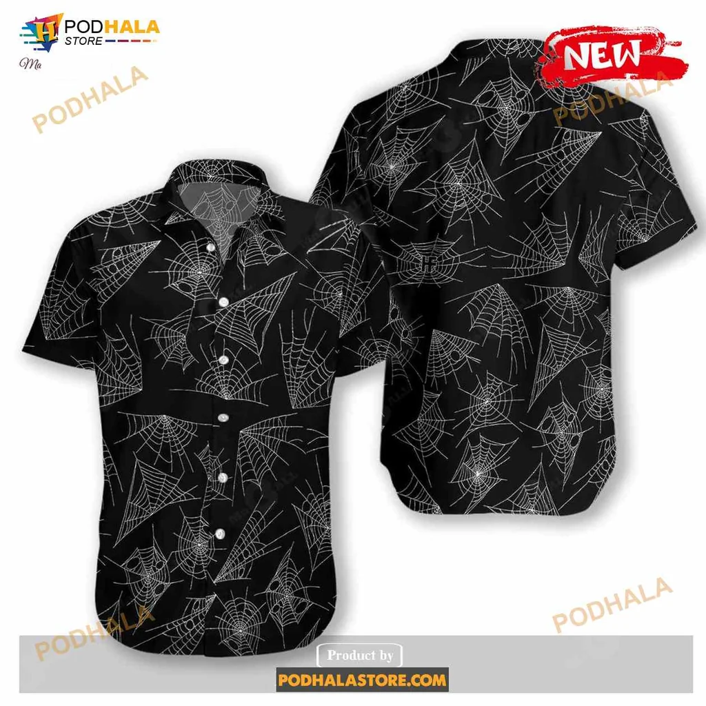 Gothic Spider Web Hawaiian Shirt, Dark Whimsical Summer Fashion