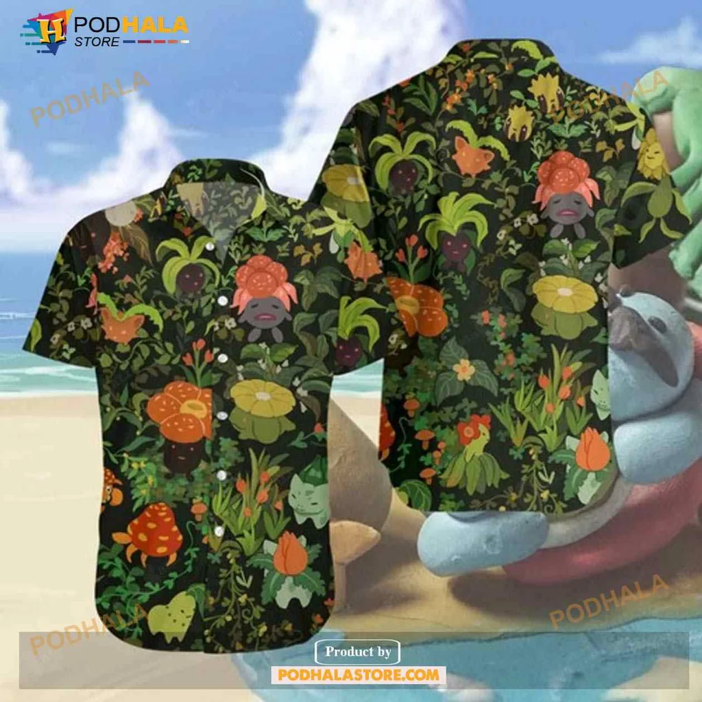 Grass Type Pokemon Hawaiian Shirt With Vibrant Tropical Design