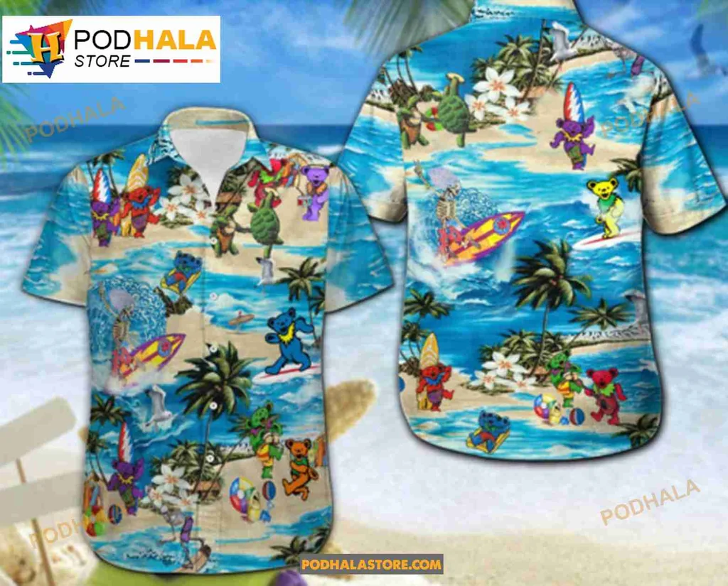 Grateful Dead Dancing Bears Hawaiian Shirt, Colorful Summer Vibes
