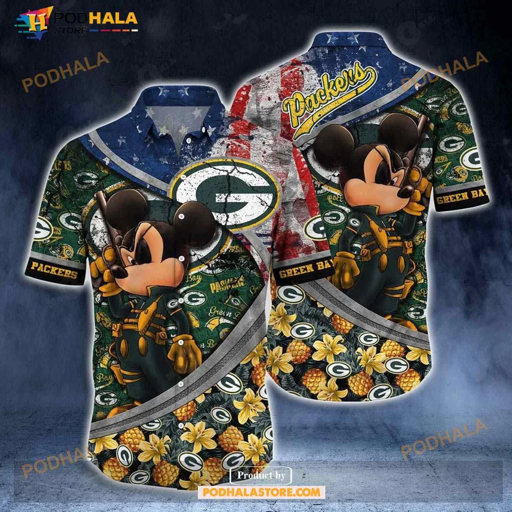 Green Bay Packers Cartoon Mouse Hawaiian Shirt With Vintage Design