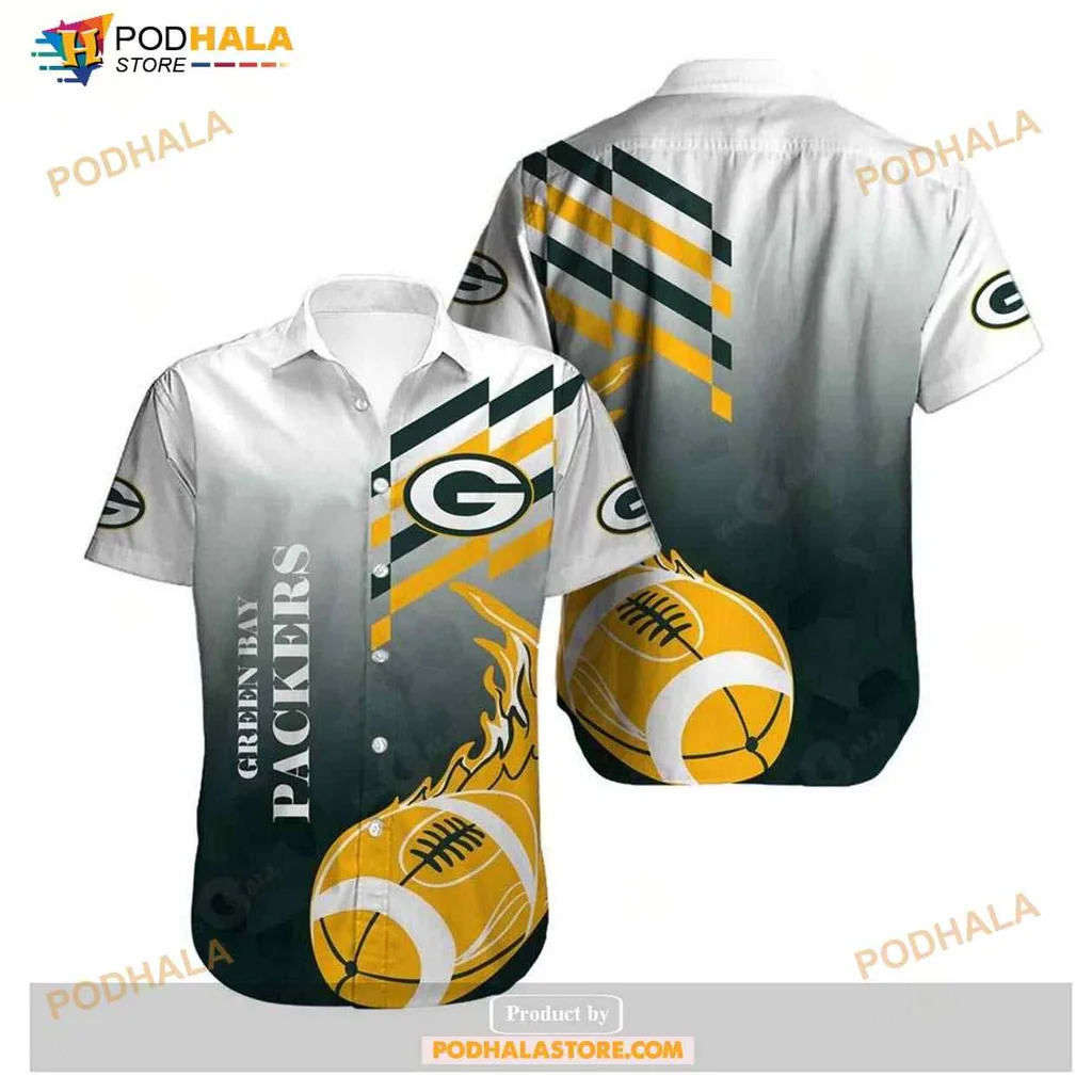 Green Bay Packers Flame Hawaiian Shirt With Bold Logo And Sporty Design