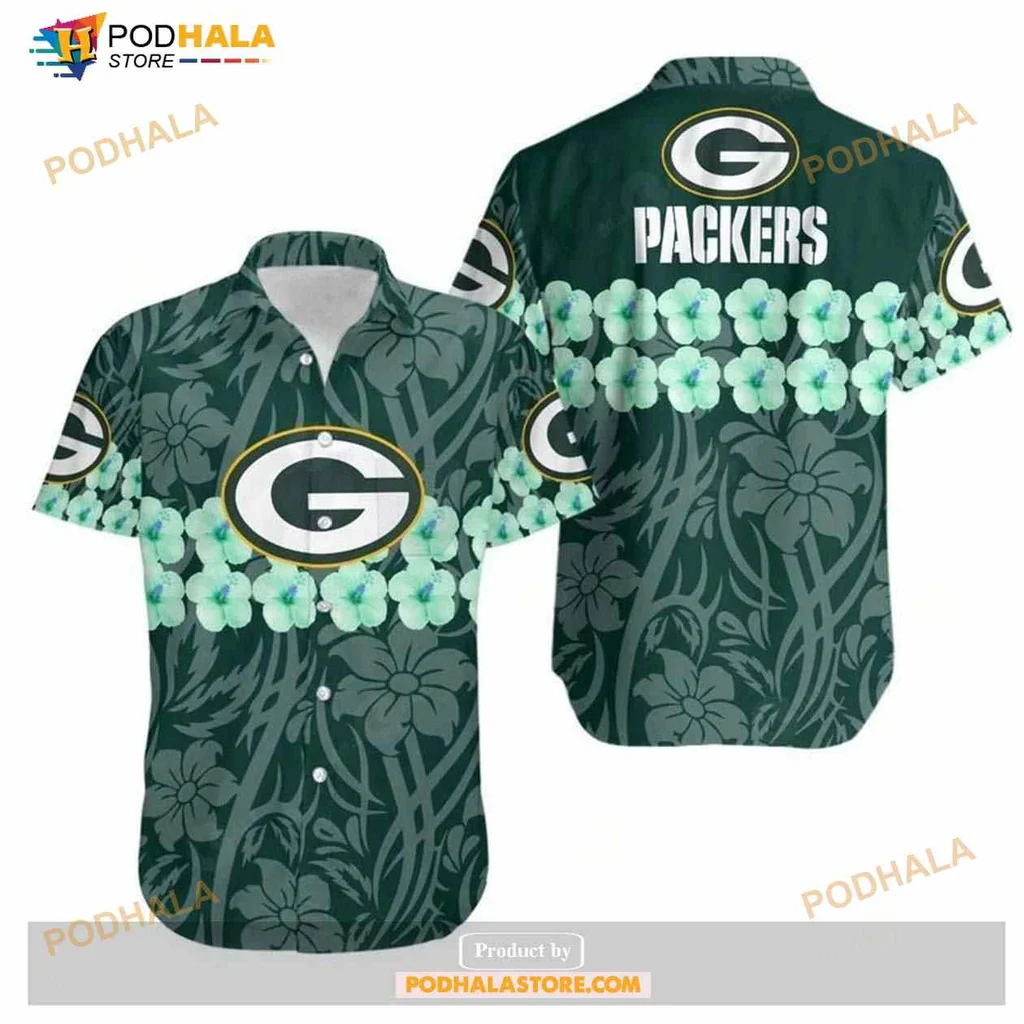 Green Bay Packers Floral Hawaiian Shirt With Team Logo And Tropical Vibe