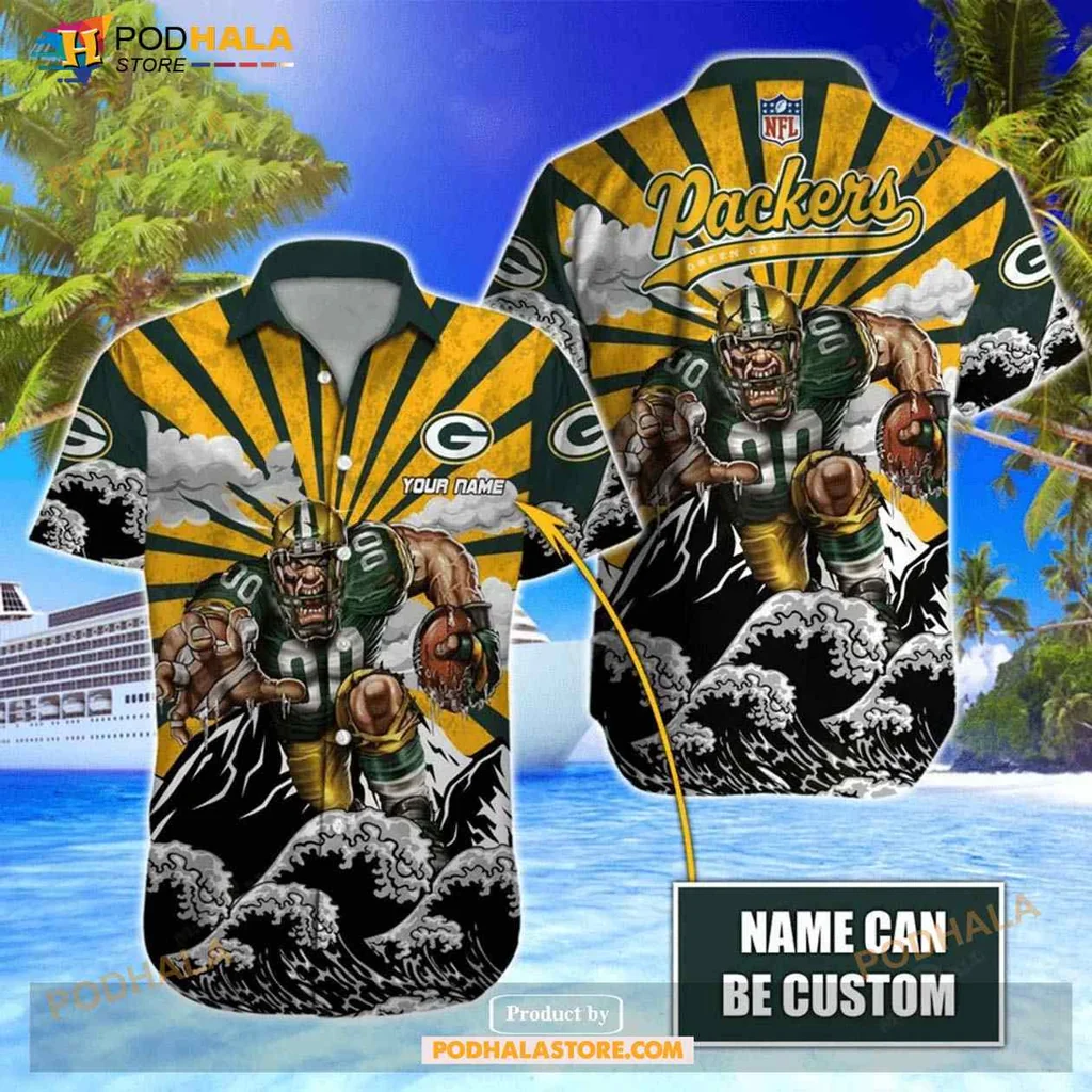 Green Bay Packers Football Hawaiian Shirt With Muscular Player Design