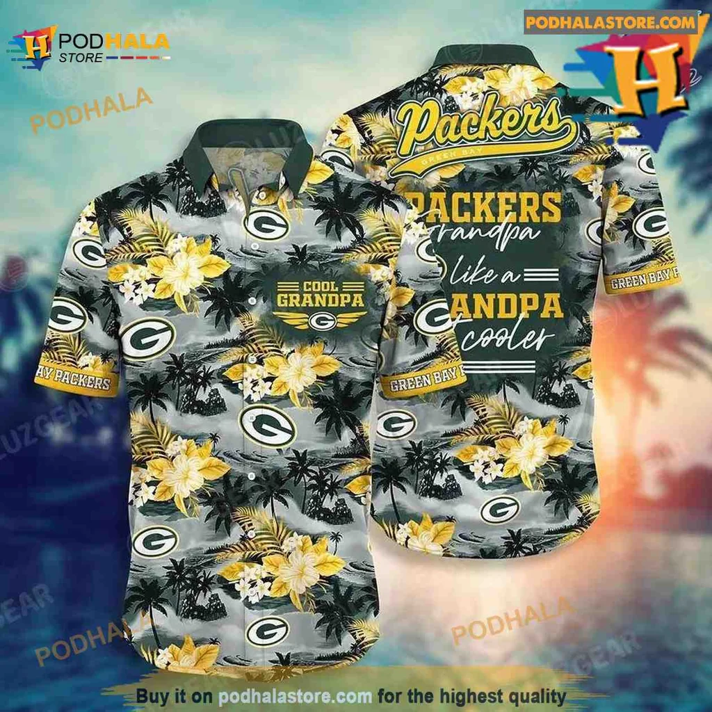 Green Bay Packers Grandpa Hawaiian Shirt, Cool Tropical Design