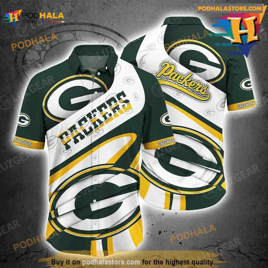 Green Bay Packers Hawaiian Shirt Featuring Bold Logo And Colors