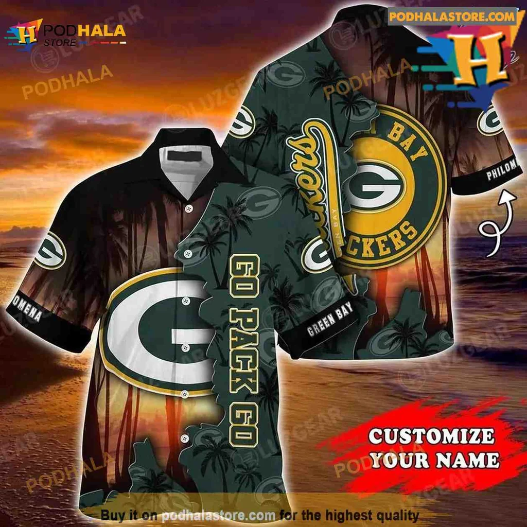 Green Bay Packers Hawaiian Shirt Featuring Go Pack Go Slogan