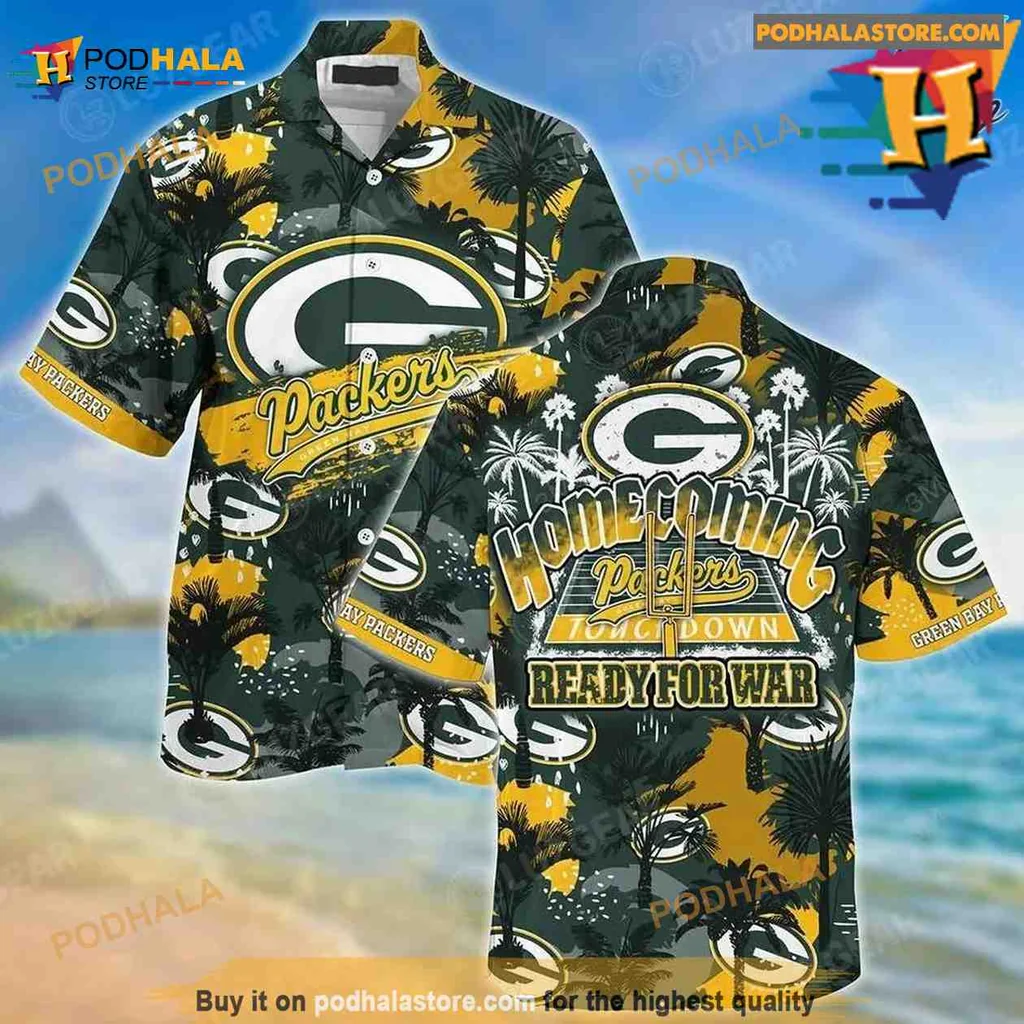 Green Bay Packers Hawaiian Shirt, Homecoming Ready For War Design