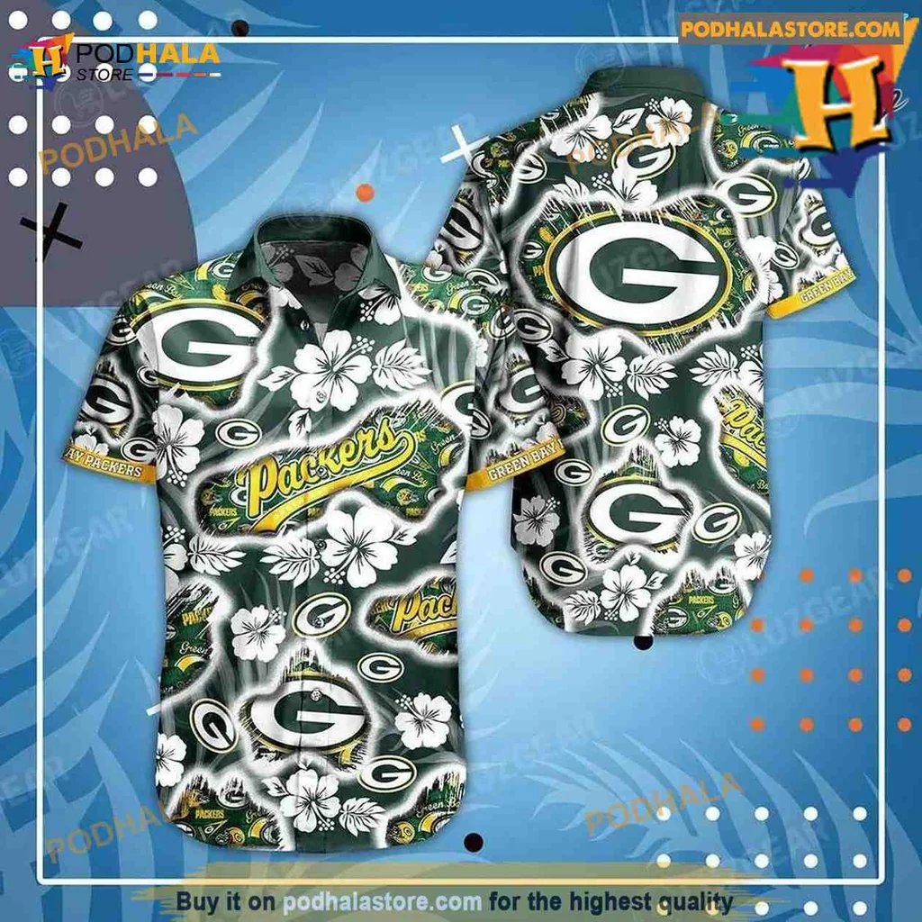 Green Bay Packers Hawaiian Shirt With Floral Design For Summer Fun