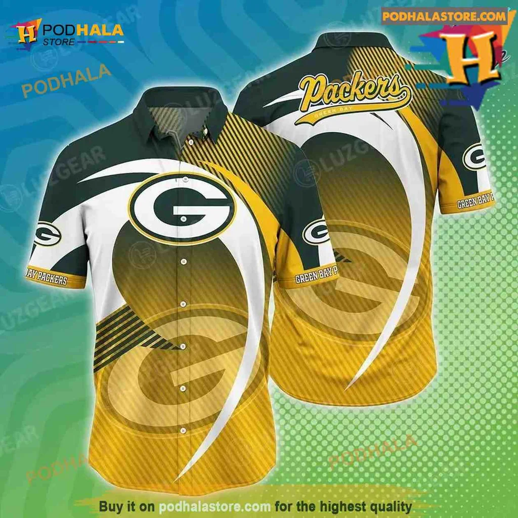 Green Bay Packers Hawaiian Shirt With Iconic Logo And Bold Design