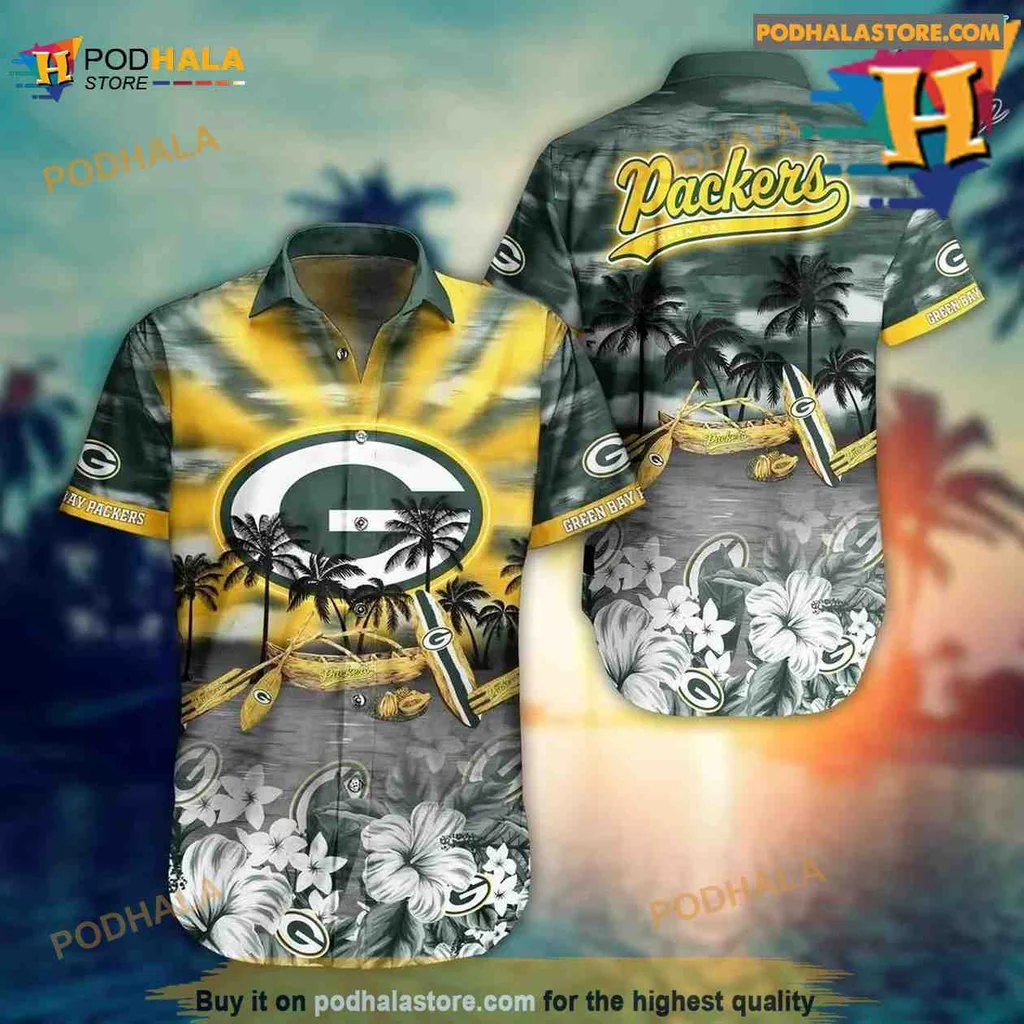 Green Bay Packers Hawaiian Shirt With Tropical Design For Nfl Fans
