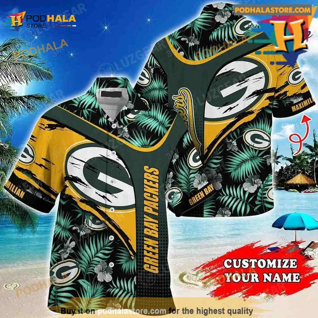 Green Bay Packers Hawaiian Shirt With Tropical Design For Nfl Fans