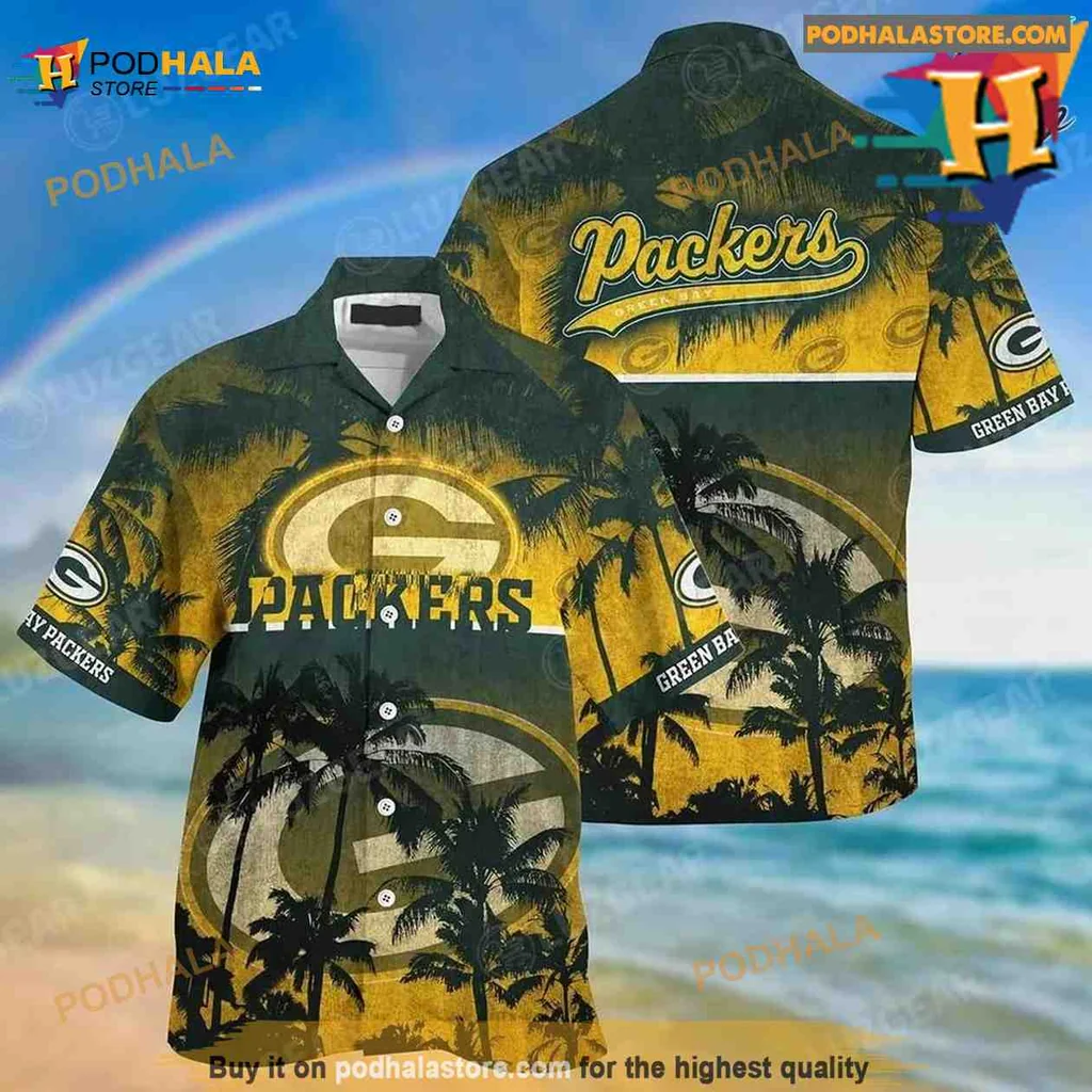 Green Bay Packers Hawaiian Shirt With Tropical Design For Summer Fans