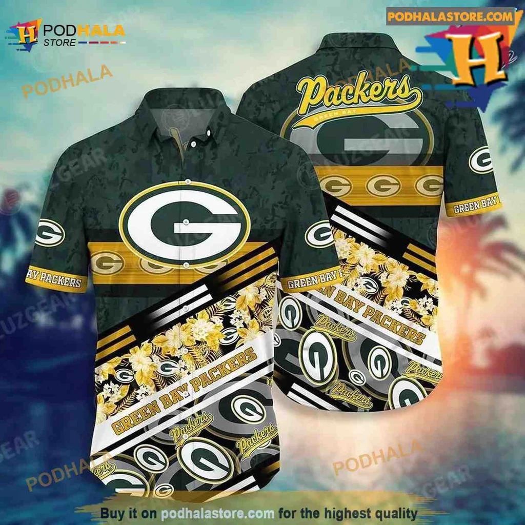 Green Bay Packers Hawaiian Shirt With Tropical Floral Pattern