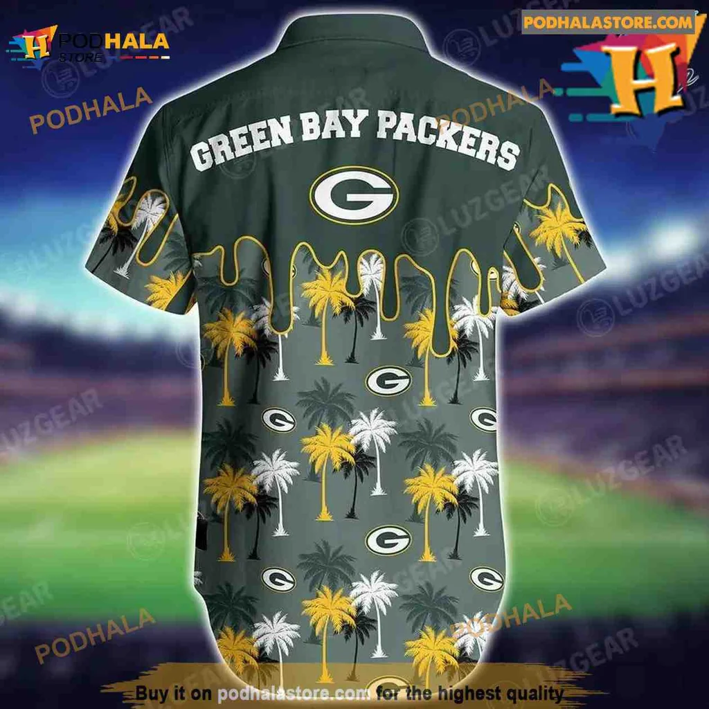 Green Bay Packers Hawaiian Shirt With Tropical Palm Trees Design