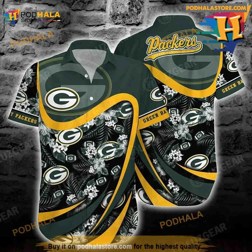 Green Bay Packers Hawaiian Shirt With Tropical Pattern For Sports Fans