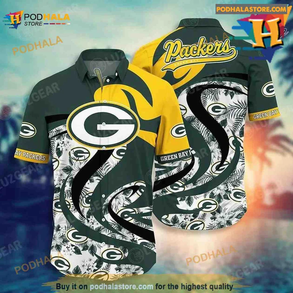 Green Bay Packers Hawaiian Shirt With Tropical Patterns For Nfl Fans